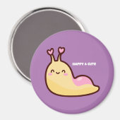 Happy Cute Slug Persoonlijke tekst Magneet (Voorkant / Achterkant)