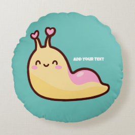 Happy Cute Slug Persoonlijke tekst Rond Kussen