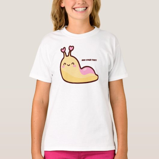 Happy Cute Slug Persoonlijke tekst T-shirt (Voorkant)