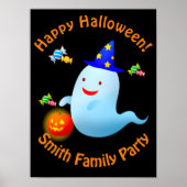 Happy Cute Trick of Treing Halloween Ghost Poster (Voorkant)