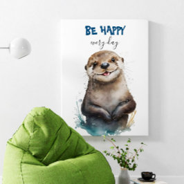 Happy Cute Waterverf Otter Nursery Poster