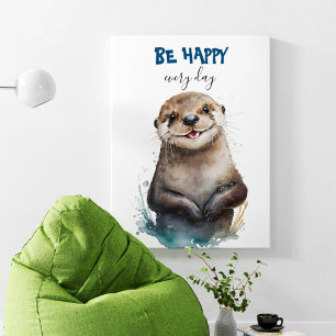 Happy Cute Waterverf Otter Nursery Poster