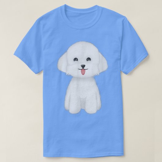 Happy Cute White Dog T-shirt (Design voorkant)