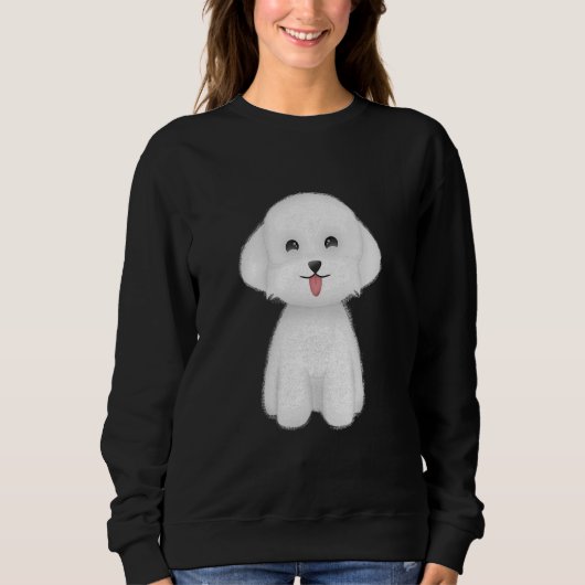 Happy Cute White Dog Trui (Voorkant)