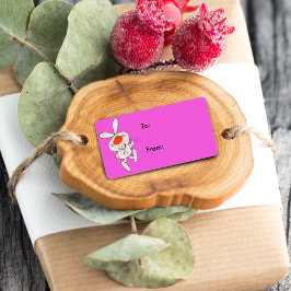 Happy Cute White Rabbit Gift Label