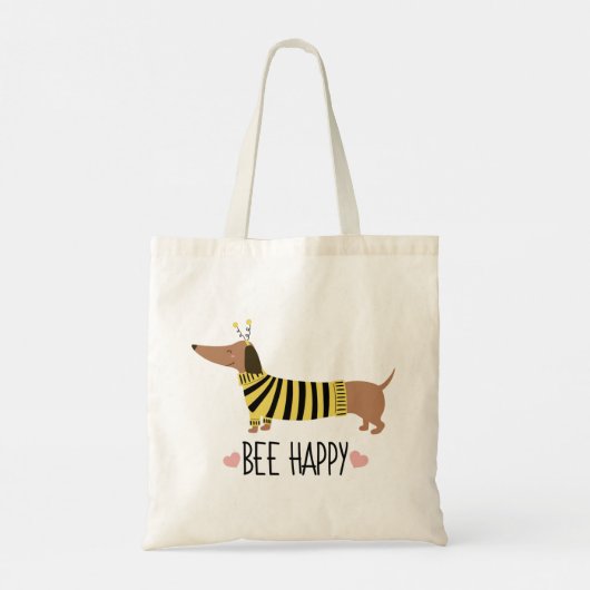Happy Dachshund Bumblebee Canvas tas (Achterkant)