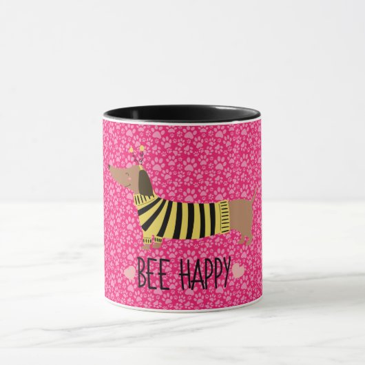 Happy Dachshund Bumblebee Mok (Midden)