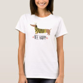 Happy Dachshund Bumblebee T-Shirt (Voorkant)
