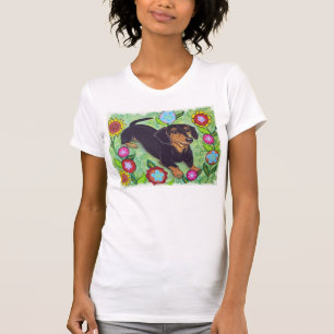 Happy Dachshund in tuinbloemen T Shirt