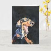 Happy Dachshund Kaart (leeg) (Gele Bloem)