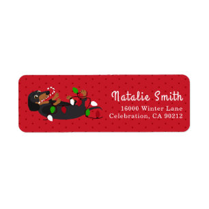 Happy Dachshund-kerstlampjes Etiket