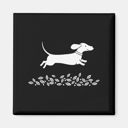 Happy Dachshund With Autumn Leaves For Pet Lovers Magneet (Voorkant)