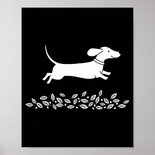 Happy Dachshund With Autumn Leaves For Pet Lovers Poster (Voorkant)
