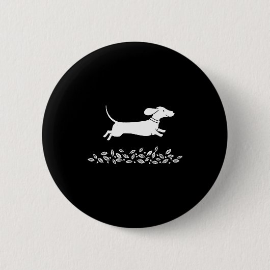 Happy Dachshund With Autumn Leaves For Pet Lovers Ronde Button 5,7 Cm (Voorkant)