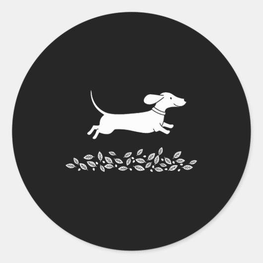 Happy Dachshund With Autumn Leaves For Pet Lovers  Ronde Sticker (Voorkant)