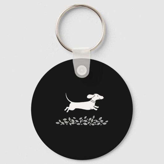 Happy Dachshund With Autumn Leaves For Pet Lovers Sleutelhanger (Voorkant)