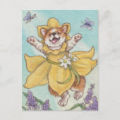 Happy Daffy Dilly Spring Corgi Dog Briefkaart (Voorkant)