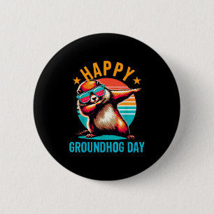 Happy Dag van de marmot Dabbing Grond Marmot Kinde Ronde Button 5,7 Cm