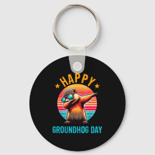 Happy Dag van de marmot Dabbing Marmot Kinderen Gr Sleutelhanger