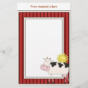 Happy Dairy Cow Barn Red Lijst Kinder schrijfpapie Briefpapier