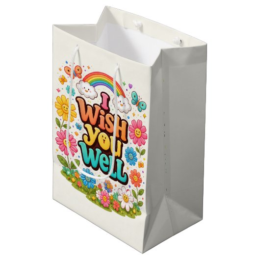 Happy Daisies and Rainbows  Medium Cadeauzakje (Voorkant Gekanteld)