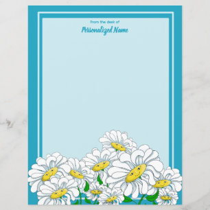 Happy Daisies Blauw - Blauw Ongevoerd Papierblad