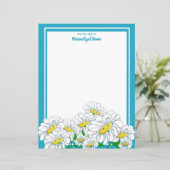 Happy Daisies Blauw - Wit Ongelijnd Papieren Blad (Staand voorkant)