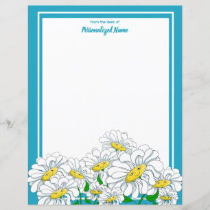 Happy Daisies Blauw - Wit Ongelijnd Papieren Blad