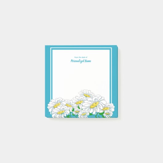 Happy Daisies Blauw - Wit Post-it® Notes (Voorkant)
