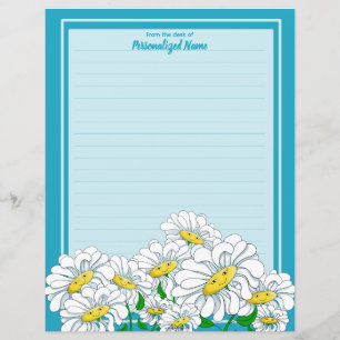Happy Daisies Blue - Blauw Lijn Papier Blad