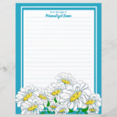 Happy Daisies Blue - Wit gevoerd papier blad (Voorkant)
