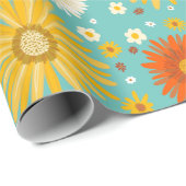 Happy Daisies Colorful Pattern Cadeaupapier (Rol Hoek)