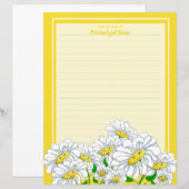 Happy Daisies Geel-Geel Lijnpapier Blad (Voorkant / Achterkant)