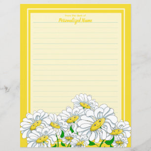 Happy Daisies Geel-Geel Lijnpapier Blad