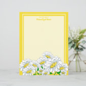 Happy Daisies Geel-Geel Ongevoerd Papieren Blad (Staand voorkant)