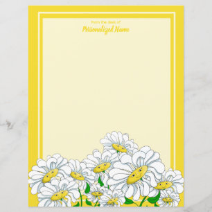 Happy Daisies Geel-Geel Ongevoerd Papieren Blad