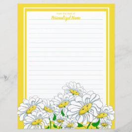 Happy Daisies Geel-White Line Papieren Blad