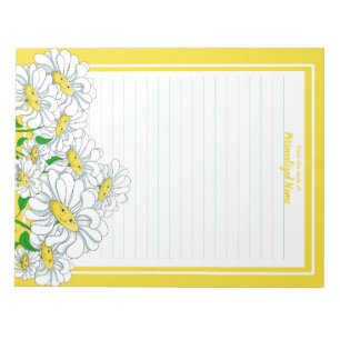 Happy Daisies Geel-Wit Lijn Notitieblok