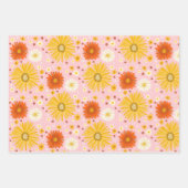 Happy Daisies Kleurrijke jaren 70 Retro Patroon Inpakpapier Vel (Voorkant)