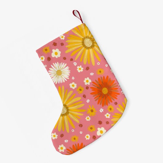 Happy Daisies Pattern CUSTOM Kleine Kerstsok (Achterkant (Hangend))