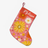Happy Daisies Pattern CUSTOM Kleine Kerstsok (Voorkant (Hangend))