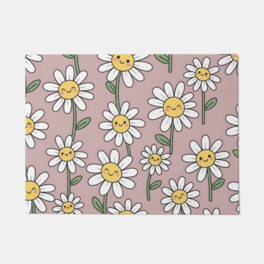 Happy Daisies Pattern - Cute Floral Design Deurmat (Voorkant)