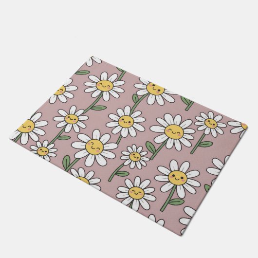 Happy Daisies Pattern - Cute Floral Design Deurmat (Schuin)