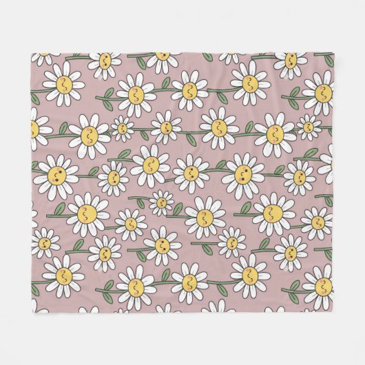 Happy Daisies Pattern - Cute Floral Design Fleece Deken (Voorkant (Horizontaal))