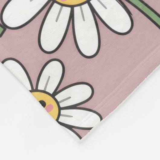 Happy Daisies Pattern - Cute Floral Design Fleece Deken (Hoek)