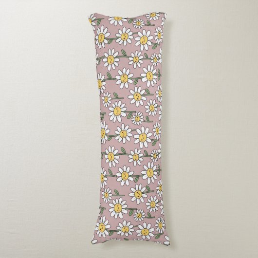 Happy Daisies Pattern - Cute Floral Design Lichaamskussen (Voorkant Verticaal)