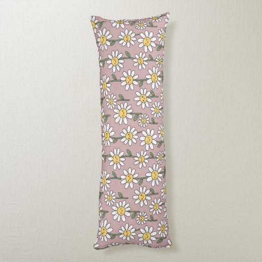 Happy Daisies Pattern - Cute Floral Design Lichaamskussen (Achterkant (Verticaal))
