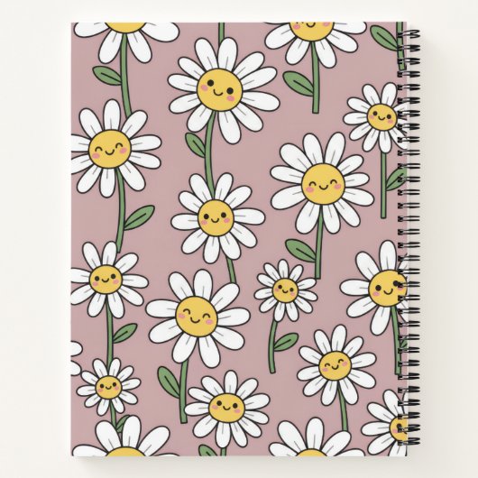 Happy Daisies Pattern - Cute Floral Design Notitieboek (Achterkant)