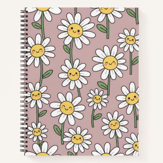 Happy Daisies Pattern - Cute Floral Design Notitieboek (Voorkant)