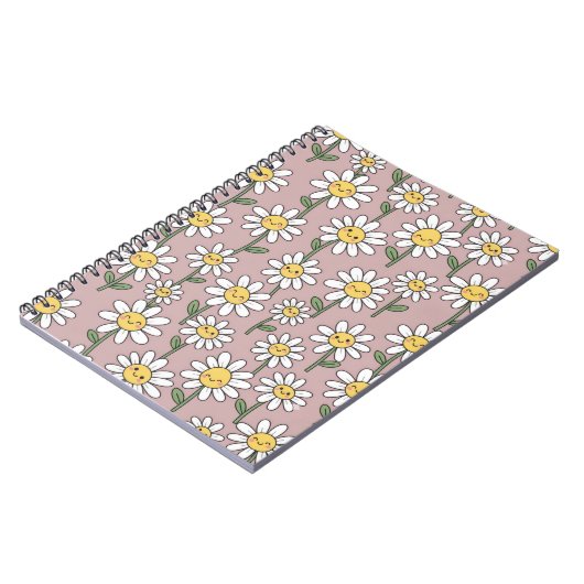 Happy Daisies Pattern - Cute Floral Design Notitieboek (Linkerzijde)
